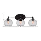 Capri Three Light Bath Bar in Matte Black with 7" Clear Bubble Shade
