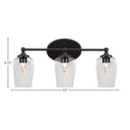 Capri Three Light Bath Bar in Matte Black with 5" Clear Bubble Shade