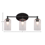 Capri Three Light Bath Bar in Matte Black with 4" Clear Bubble Shade