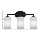 Capri Three Light Bath Bar in Matte Black with 4" White Marble Shade