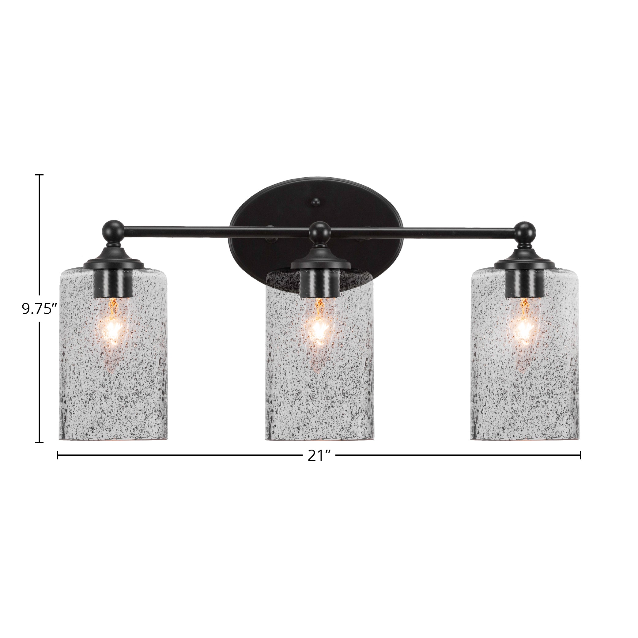 Capri Three Light Bath Bar in Matte Black with 4" Smoke Bubble Shade