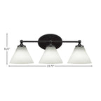 Capri Three Light Bath Bar in Matte Black with 7" White Muslin Shade