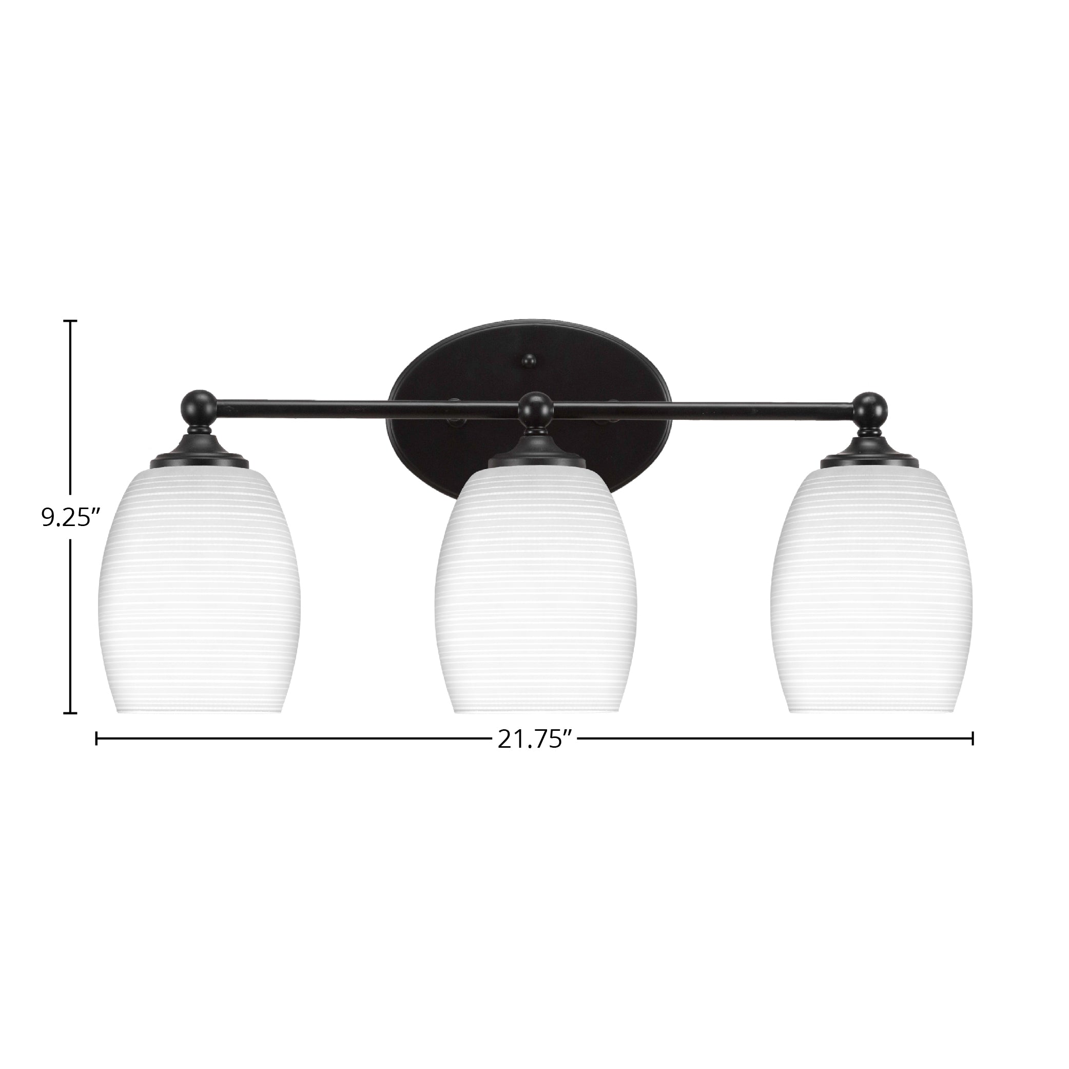 Capri Three Light Bath Bar in Matte Black with 5" White Matrix Shade