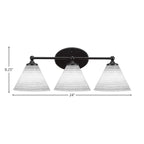 Capri Three Light Bath Bar in Matte Black with 7" White Matrix Shade