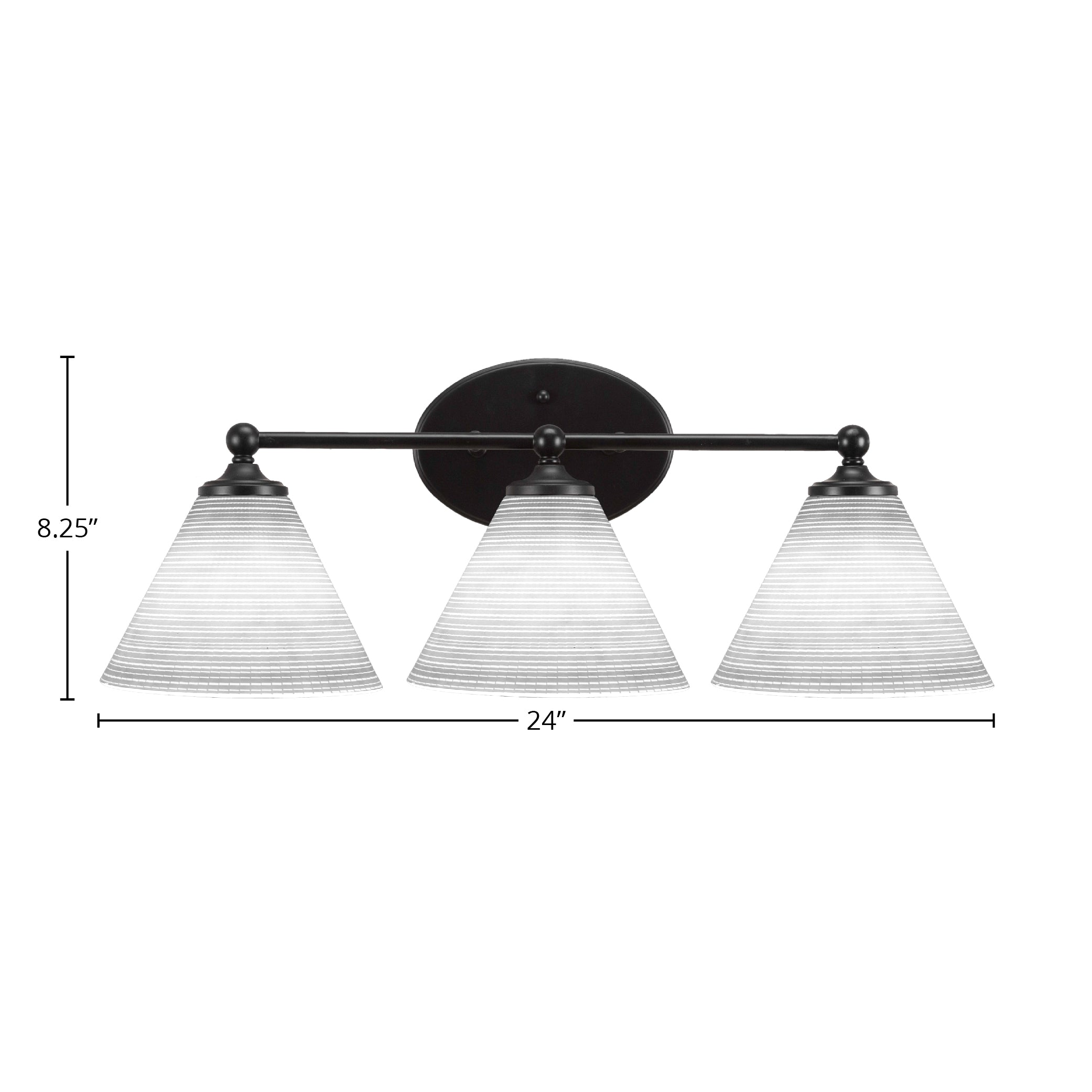 Capri Three Light Bath Bar in Matte Black with 7" White Matrix Shade