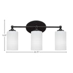 Capri Three Light Bath Bar in Matte Black with 4" White Matrix Shade