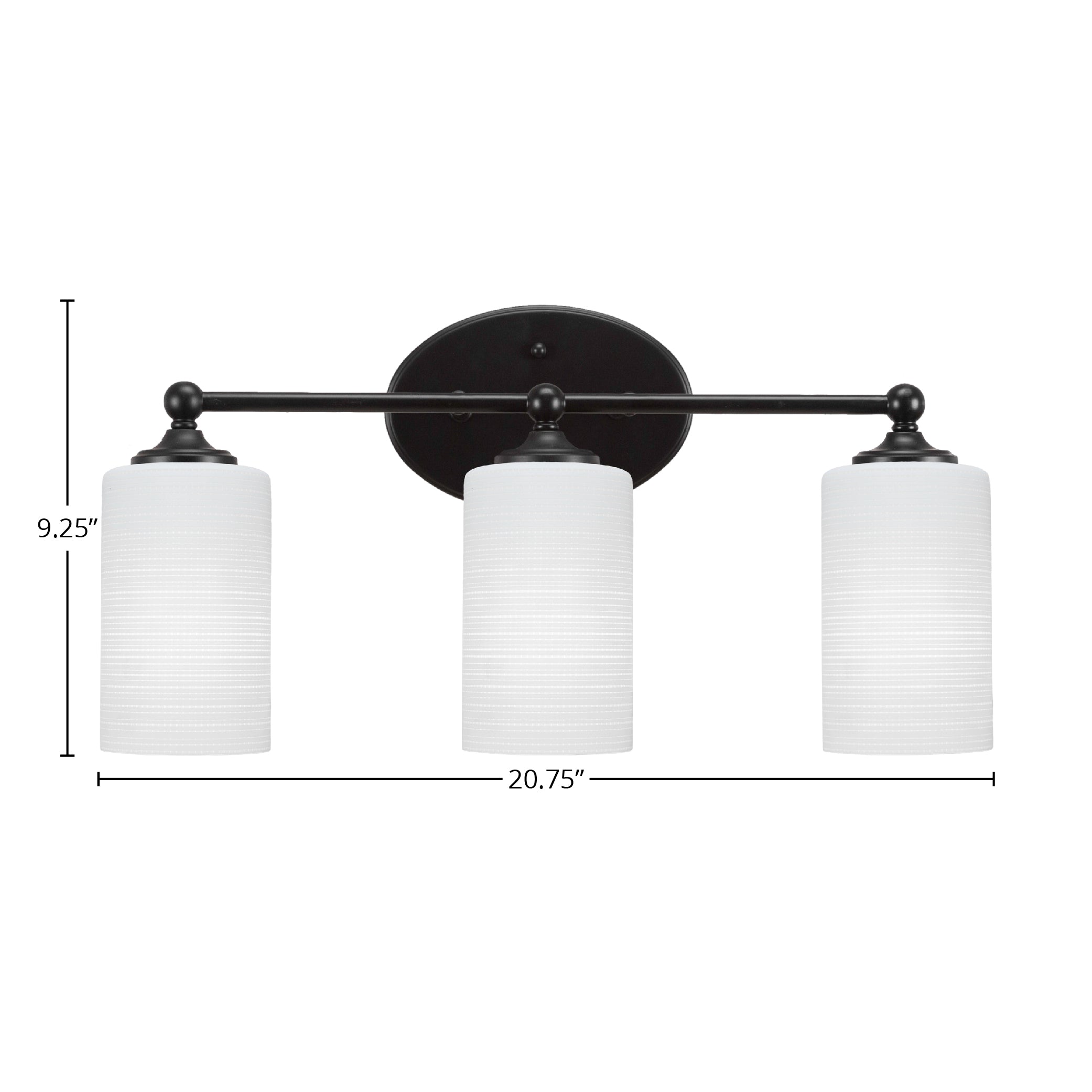 Capri Three Light Bath Bar in Matte Black with 4" White Matrix Shade