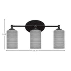 Capri Three Light Bath Bar in Matte Black with 4" Gray Matrix Shade