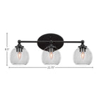 Capri Three Light Bath Bar in Matte Black with 5.75" Clear Bubble Shade