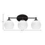 Capri Three Light Bath Bar in Matte Black with 5.75" White Marble Shade