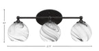 Capri Three Light Bath Bar in Matte Black with 5.75" Onyx Swirl Shade