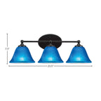 Capri Three Light Bath Bar in Matte Black with 7" Blue Italian Shade