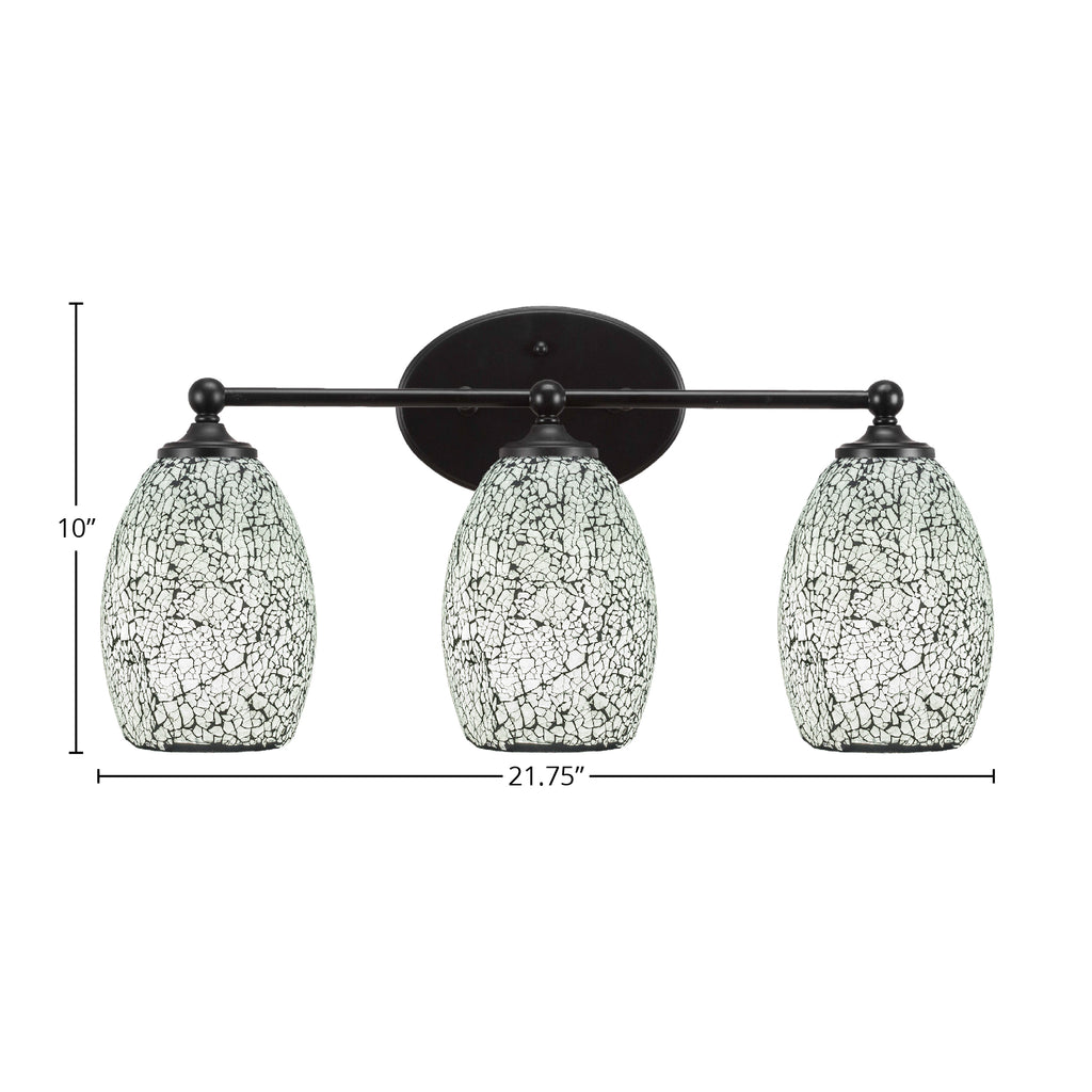 Capri Three Light Bath Bar in Matte Black with 5" Black Fusion Shade