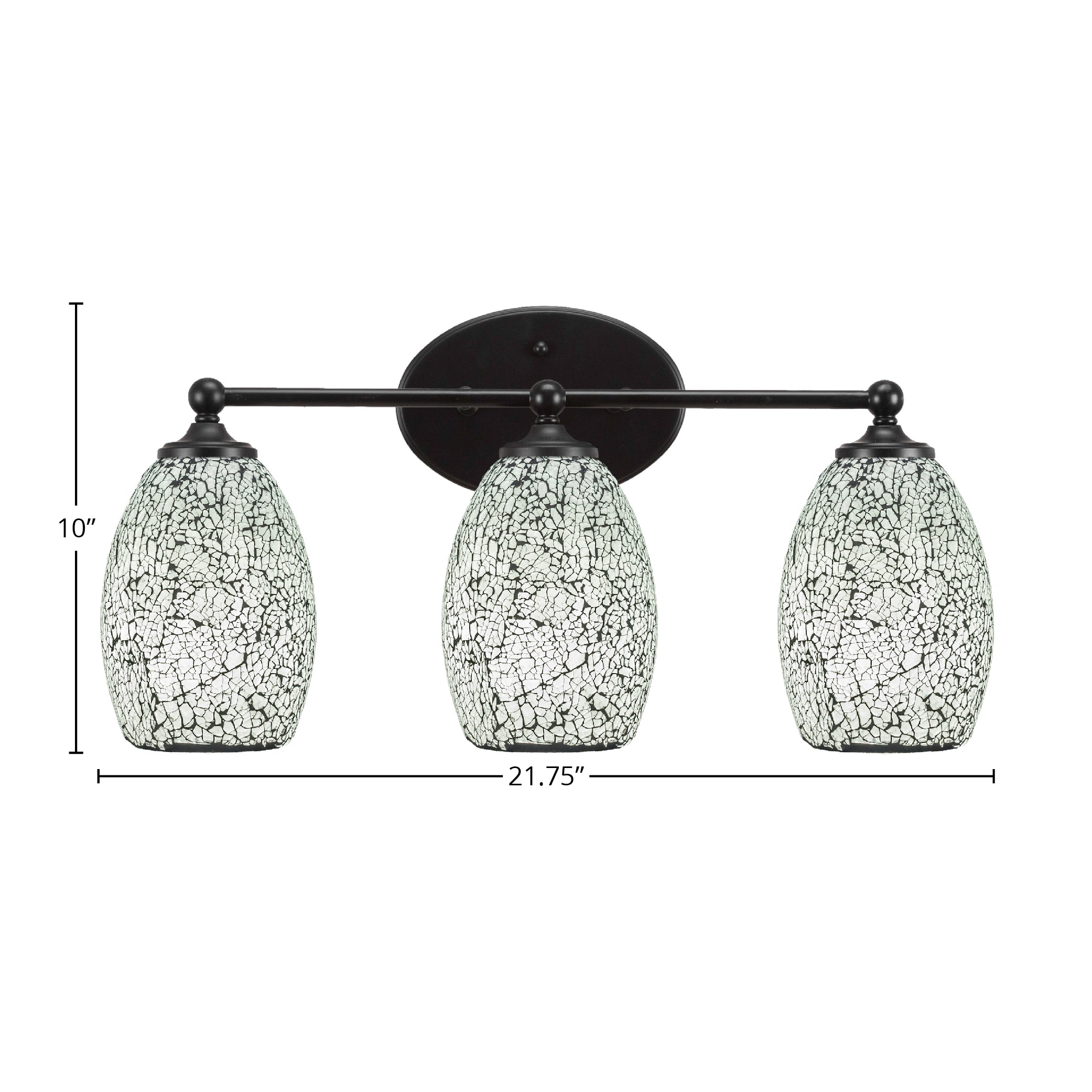Capri Three Light Bath Bar in Matte Black with 5" Black Fusion Shade