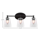 Capri Three Light Bath Bar in Matte Black with 4.5" Square Clear Bubble Shade