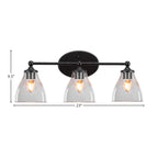 Capri Three Light Bath Bar in Matte Black with 6.25" Clear Bubble Shade