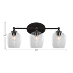 Capri Three Light Bath Bar in Matte Black with 6" Clear Bubble Shade