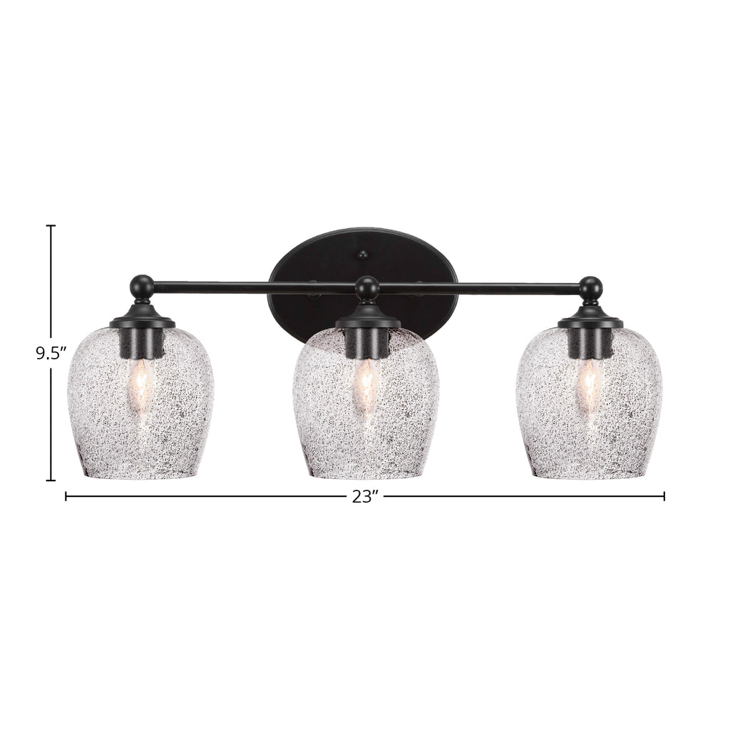 Capri Three Light Bath Bar in Matte Black with 6" Smoke Bubble Shade