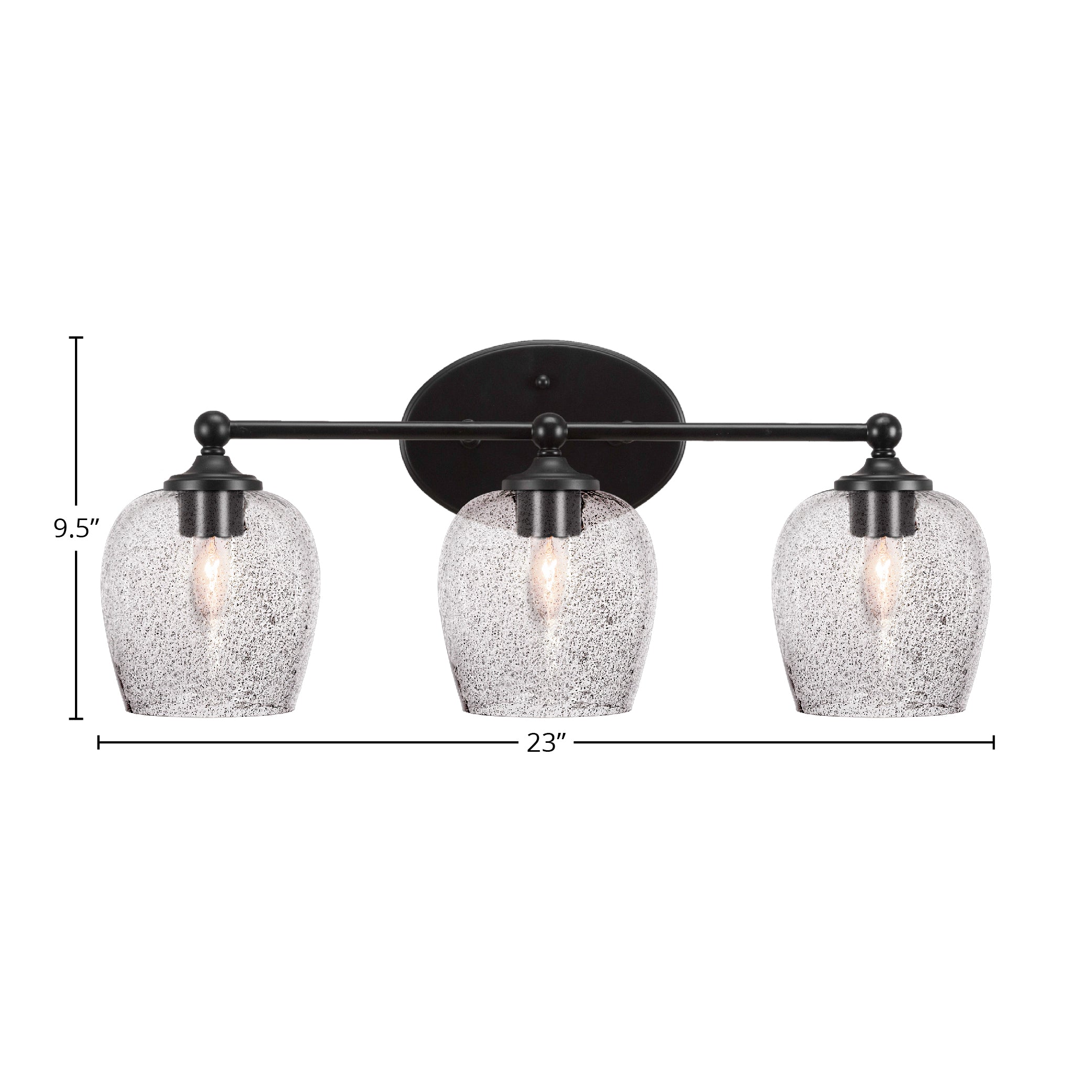 Capri Three Light Bath Bar in Matte Black with 6" Smoke Bubble Shade