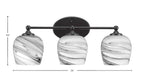 Capri Three Light Bath Bar in Matte Black with 6" Onyx Swirl Shade