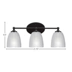 Capri Three Light Bath Bar in Matte Black with 5" Clear Ribbed Shade