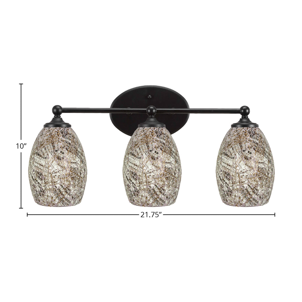 Capri Three Light Bath Bar in Matte Black with 5" Natural Fusion Shade