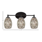 Capri Three Light Bath Bar in Matte Black with 5" Natural Fusion Shade