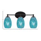 Capri Three Light Bath Bar in Matte Black with 5" Turquoise Fusion Shade