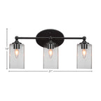 Capri Three Light Bath Bar in Matte Black with 4" Square Clear Bubble Shade