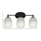 Capri Three Light Bath Bar in Matte Black with 5" White Linen Shade