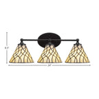 Capri Three Light Bath Bar in Matte Black with 7" Sandhill Art Glass Shade