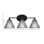 Capri Three Light Bath Bar in Matte Black with 7" Diamond Ice Art Glass Shade