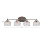 Capri Four Light Bath Bar in Brushed Nickel with 7" Clear Bubble Shade