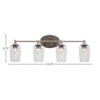 Capri Four Light Bath Bar in Brushed Nickel with 5" Clear Bubble Shade