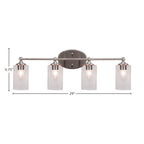 Capri Four Light Bath Bar in Brushed Nickel with 4" Clear Bubble Shade
