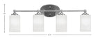 Capri Four Light Bath Bar in Brushed Nickel with 4" White Marble Shade