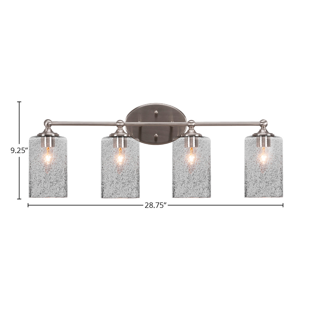 Capri Four Light Bath Bar in Brushed Nickel with 4" Smoke Bubble Shade