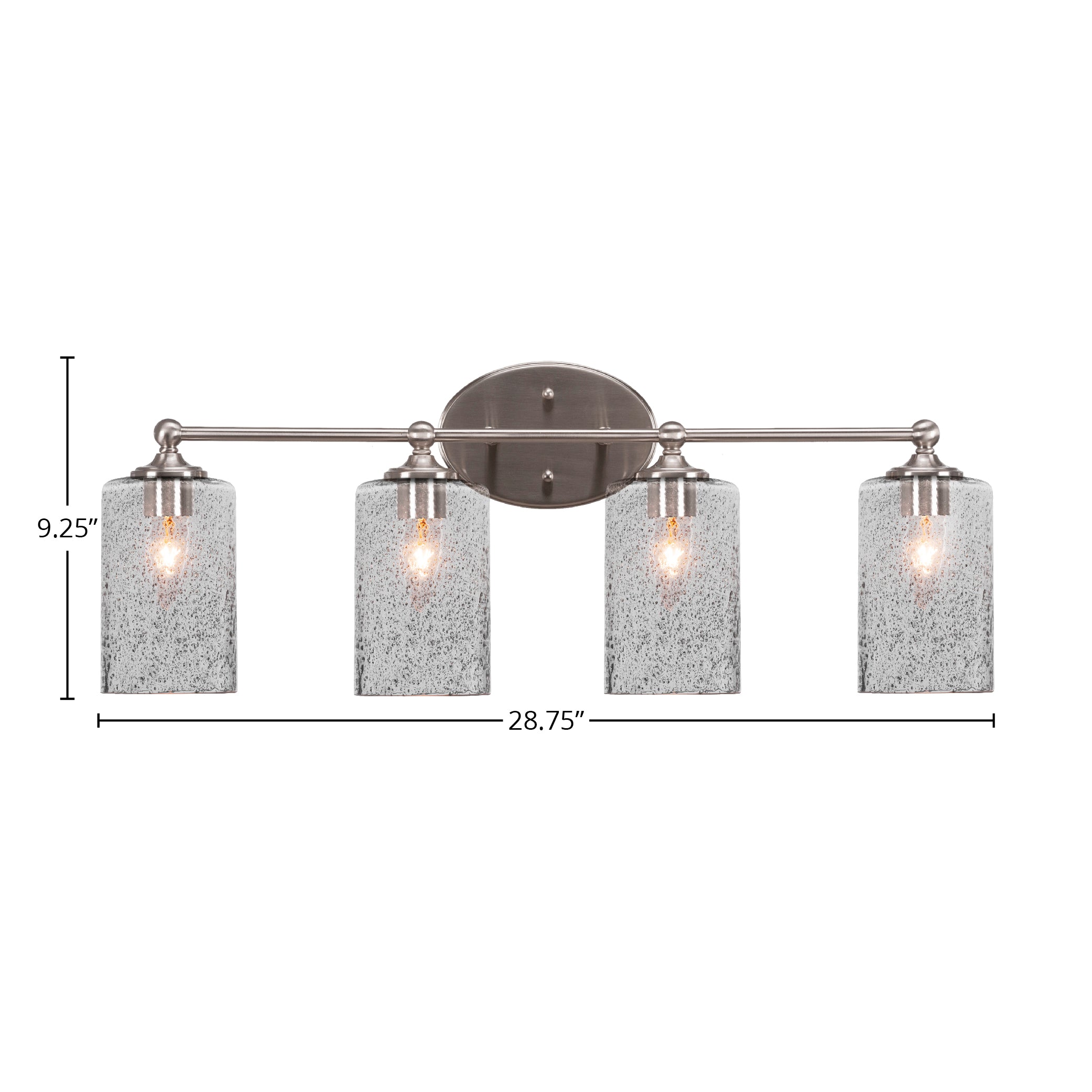 Capri Four Light Bath Bar in Brushed Nickel with 4" Smoke Bubble Shade