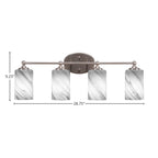 Capri Four Light Bath Bar in Brushed Nickel with 4" Onyx Swirl Shade
