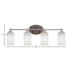 Capri Four Light Bath Bar in Brushed Nickel with 4" White Muslin Shade