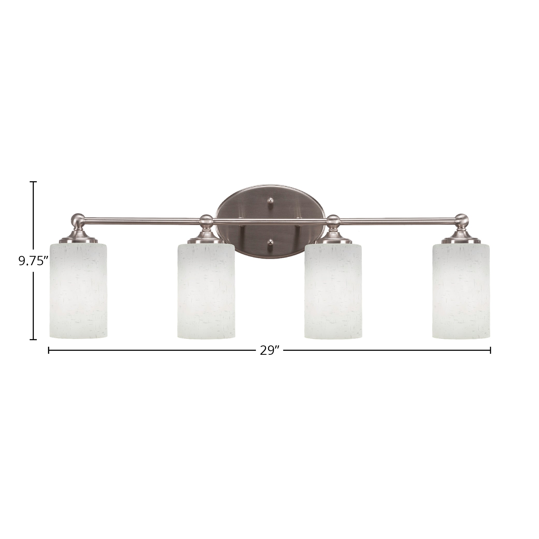 Capri Four Light Bath Bar in Brushed Nickel with 4" White Muslin Shade