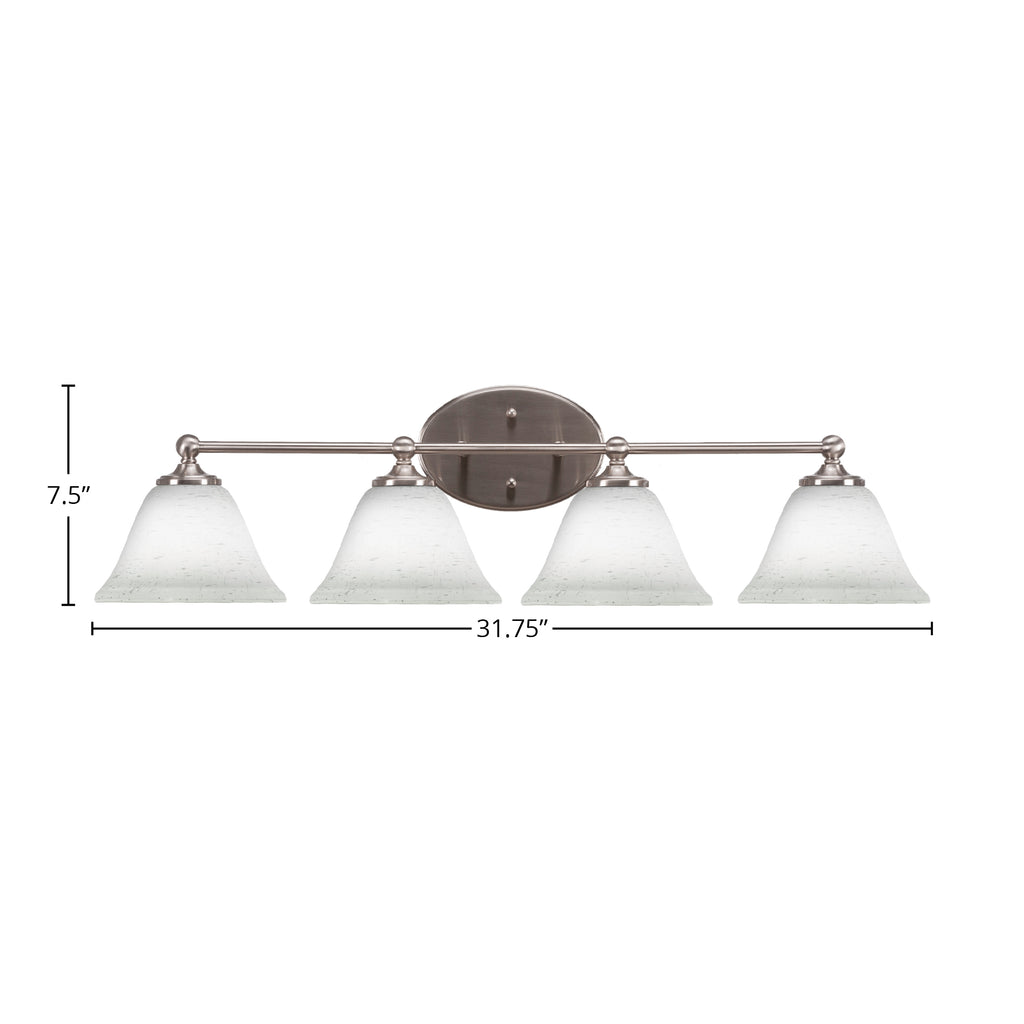 Capri Four Light Bath Bar in Brushed Nickel with 7" White Muslin Shade