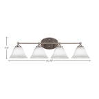 Capri Four Light Bath Bar in Brushed Nickel with 7" White Muslin Shade