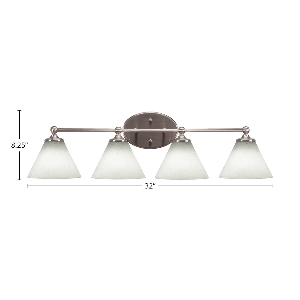 Capri Four Light Bath Bar in Brushed Nickel with 7" White Muslin Shade