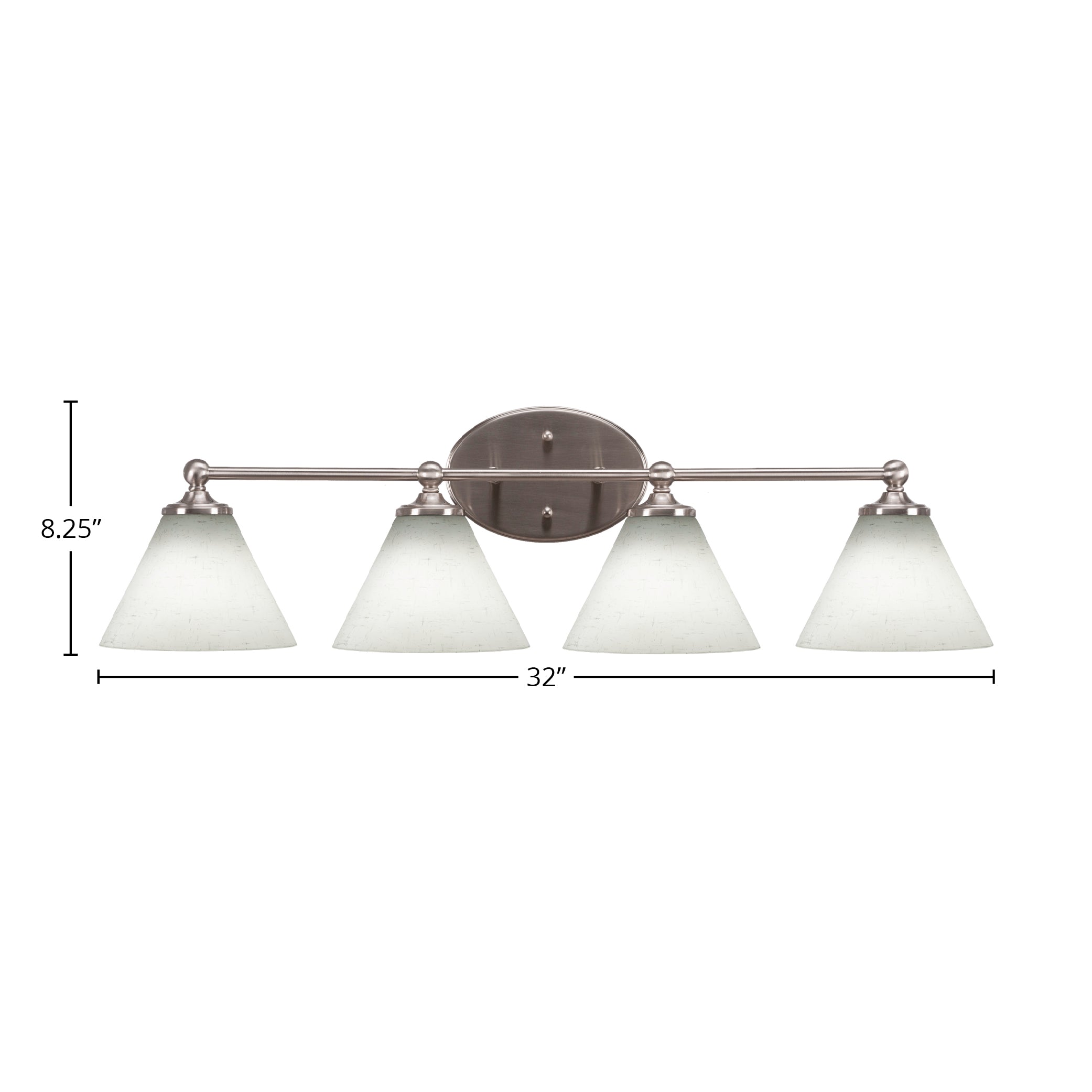 Capri Four Light Bath Bar in Brushed Nickel with 7" White Muslin Shade