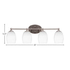 Capri Four Light Bath Bar in Brushed Nickel with 5" White Matrix Shade