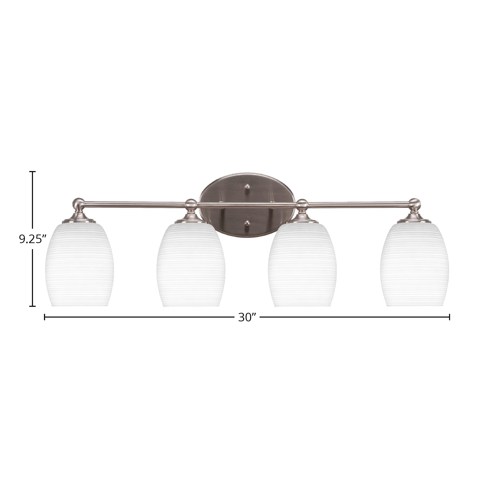Capri Four Light Bath Bar in Brushed Nickel with 5" White Matrix Shade