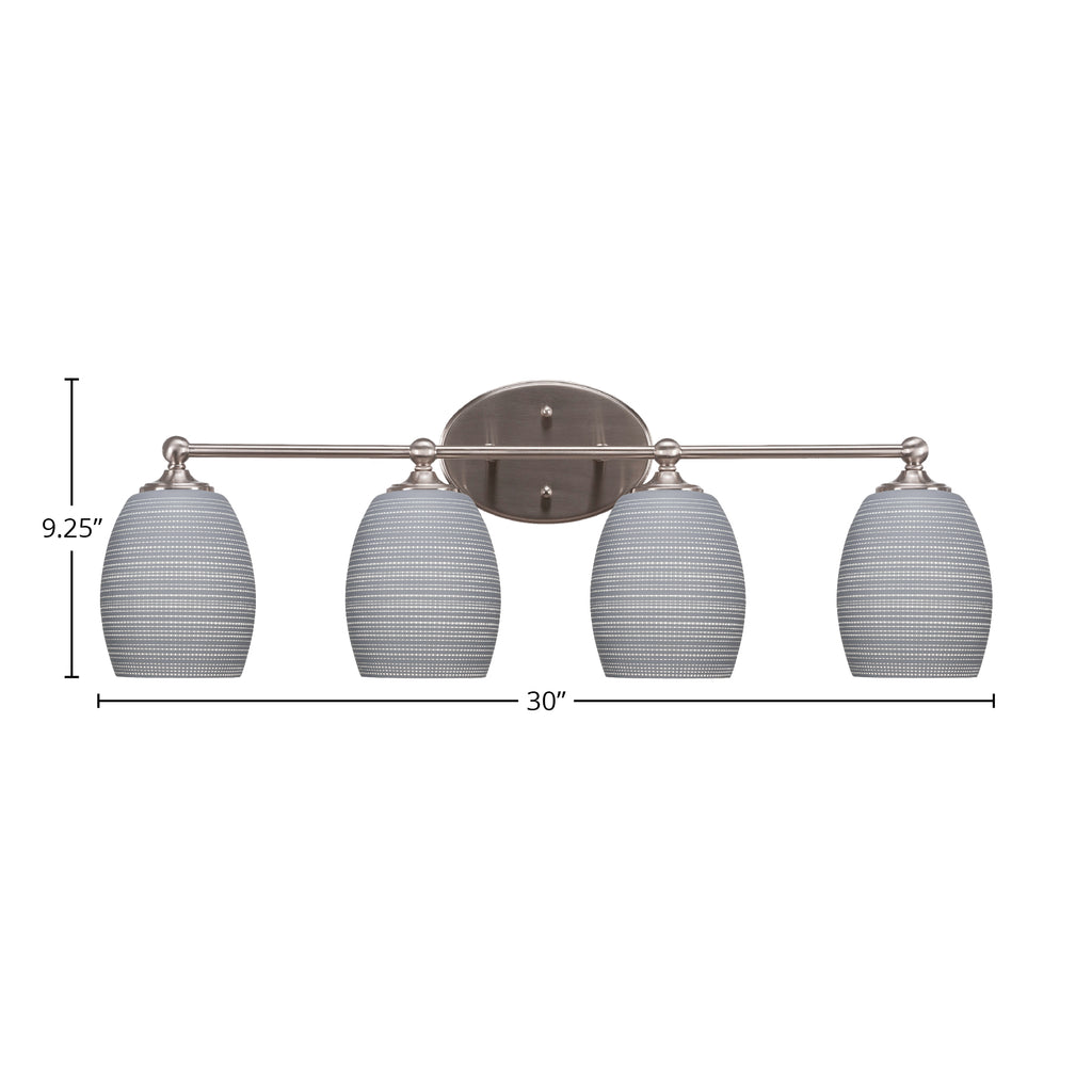 Capri Four Light Bath Bar in Brushed Nickel with 5" Gray Matrix Shade