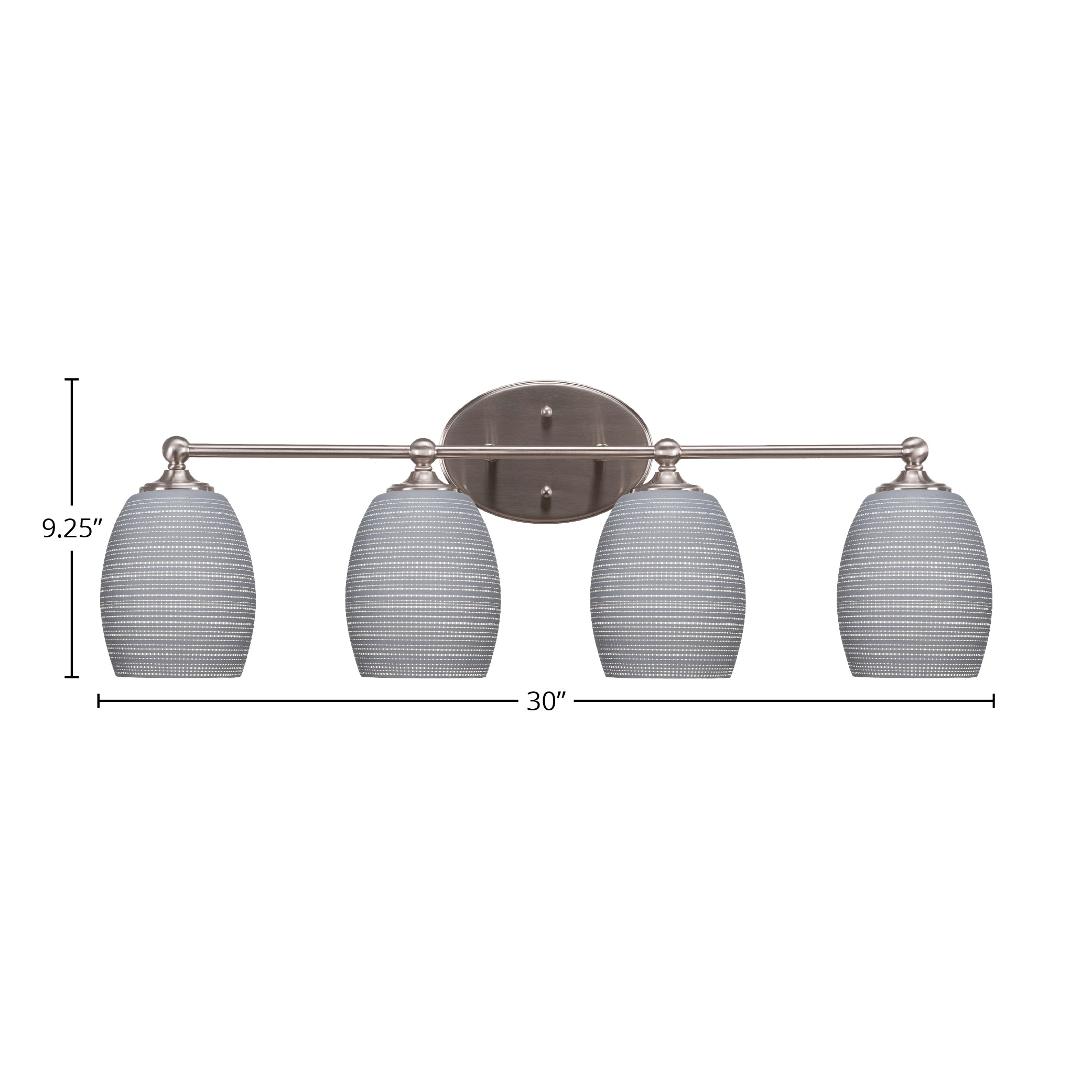 Capri Four Light Bath Bar in Brushed Nickel with 5" Gray Matrix Shade