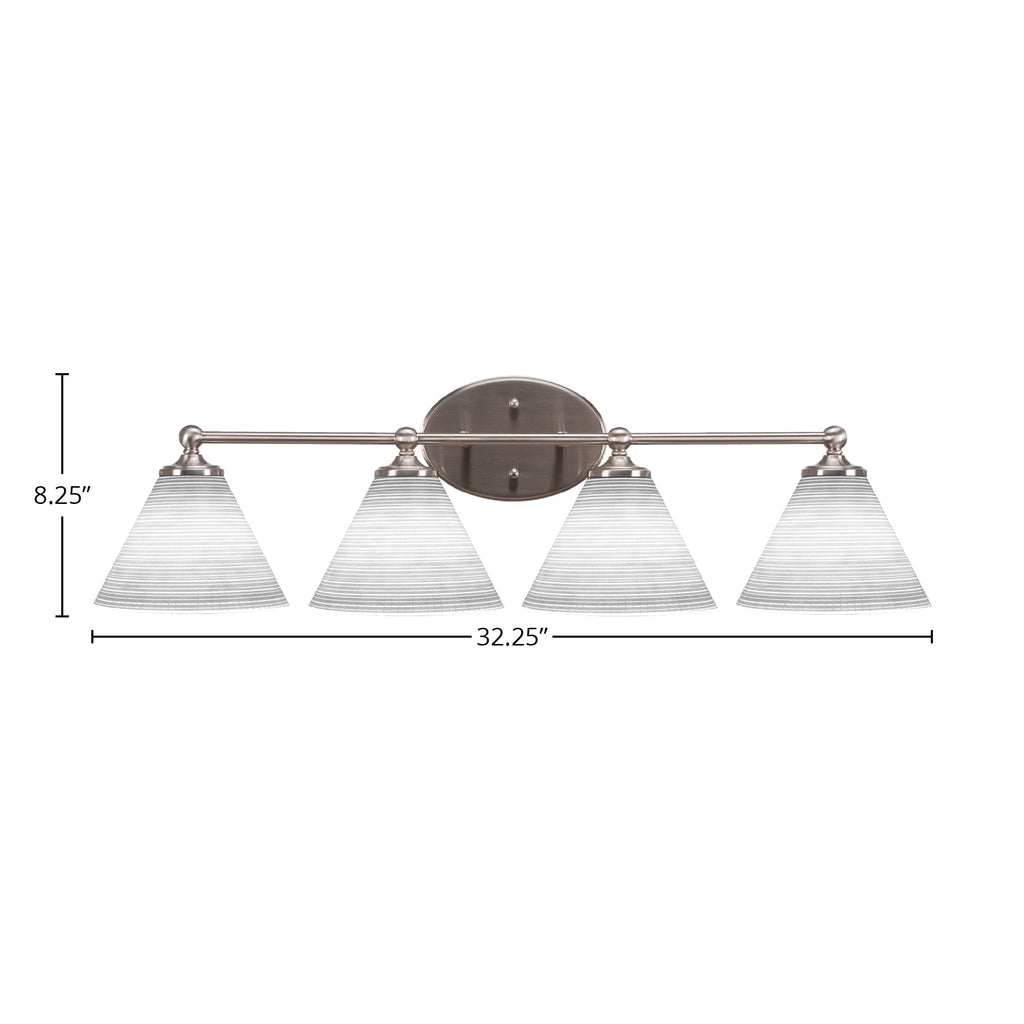 Capri Four Light Bath Bar in Brushed Nickel with 7" White Matrix Shade